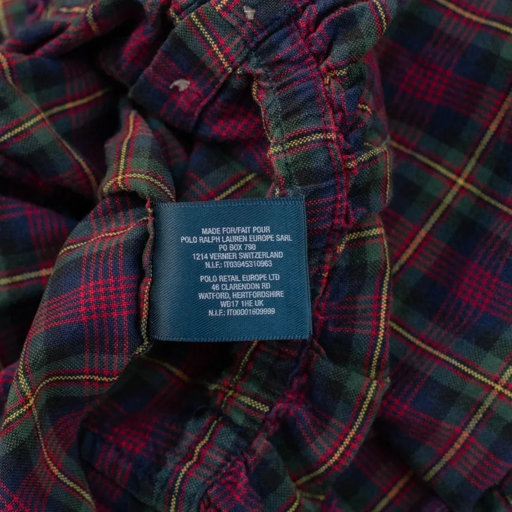 Ralph Lauren Shirt Dress Toddler 2T Tartan Plaid Peter Pan Collar Cinched Preppy